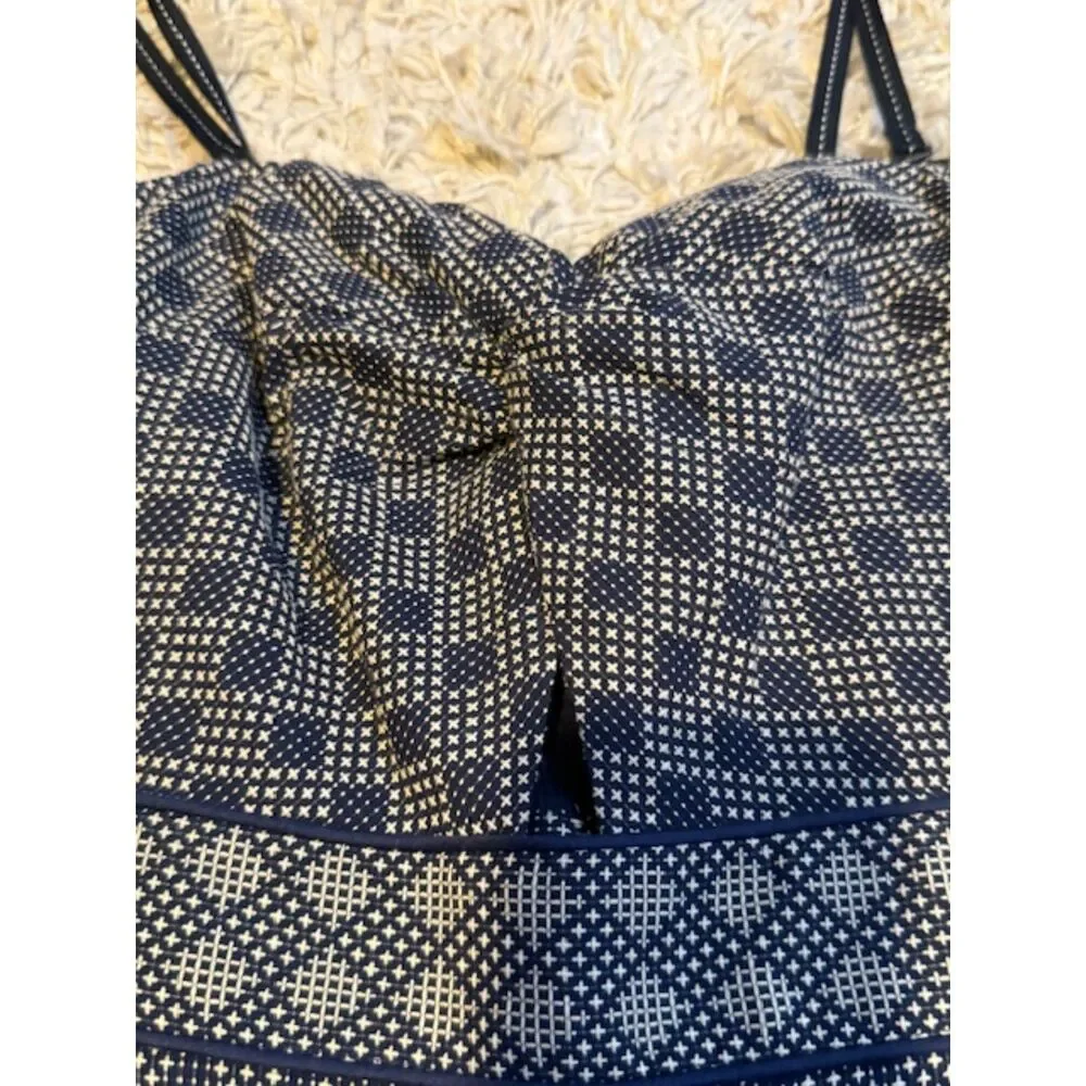 Elevenses Anthropologie‎ Remy Blue Geometric Print Wide Leg Jumpsuit Size 4 VGC - Picture 6 of 10
